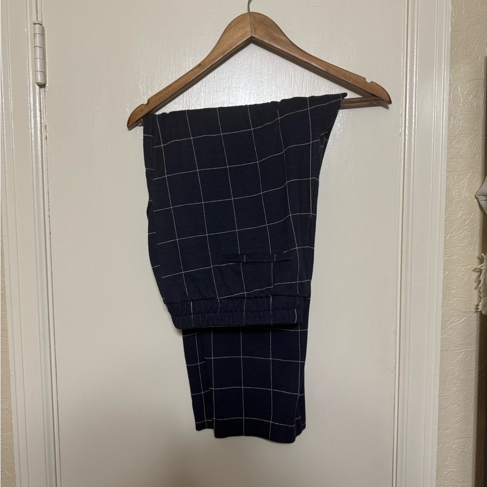 Navy with white stripes Stretch Ankle Pants